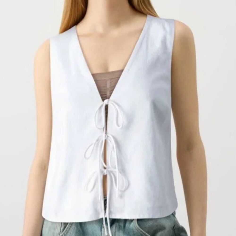 Abercrombie Tie Front Linen Top size XS